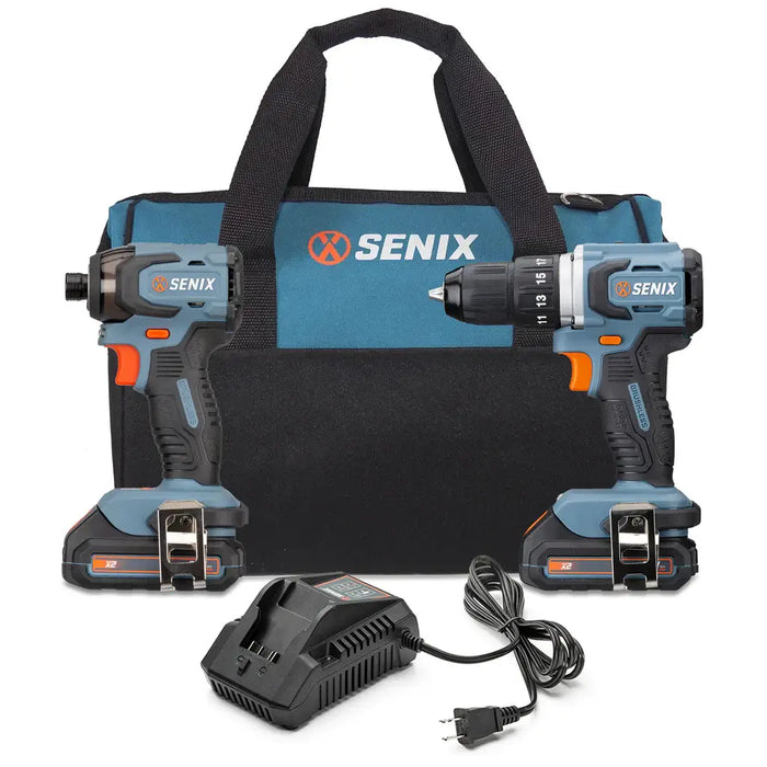 S2K2B2-01 20 Senix Volt Max 2-Tool Cordless Brushless Combo Kit, Drill Driver & Impact Driver