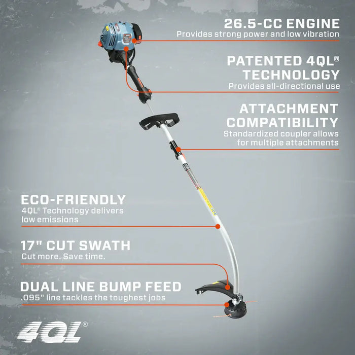 GTC4QL-L Senix 4QL® 26.5 cc 4-Cycle Gas Powered String Trimmer