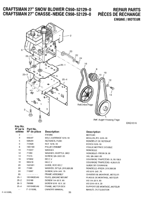 C950-52129-0 Craftsman 27" Snowblower Parts List