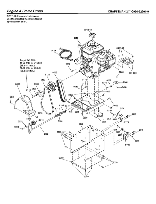 C950-52301-0 Craftsman 24" Snowblower Parts List