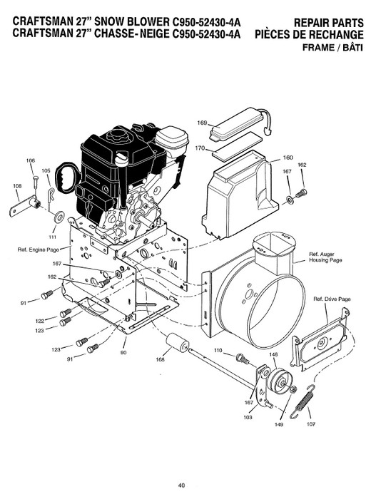 C950-52430-4A Craftsman 27" Snowblower Parts List