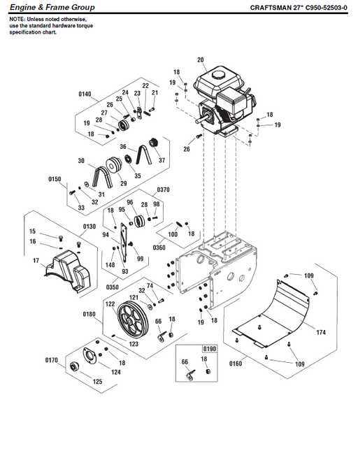 C950-52503-0 Craftsman 27" Snowblower Parts List