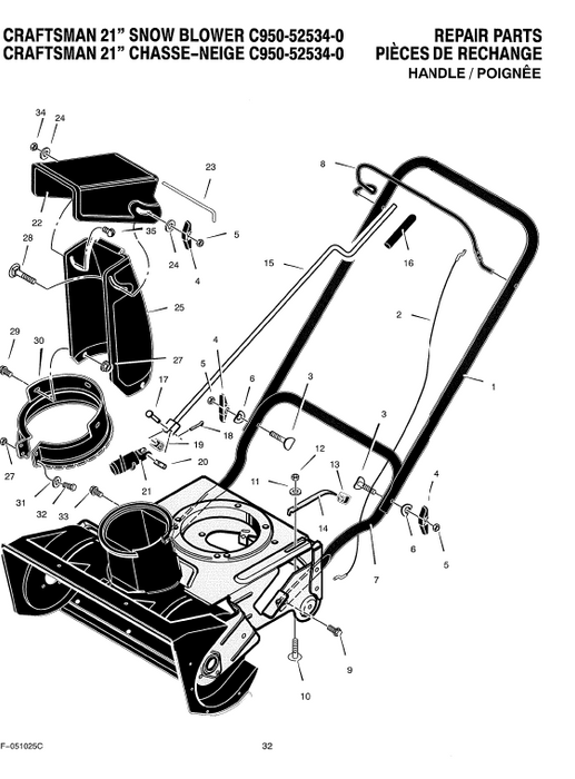 C950-52534-0 Craftsman 21" Snowblower Parts List