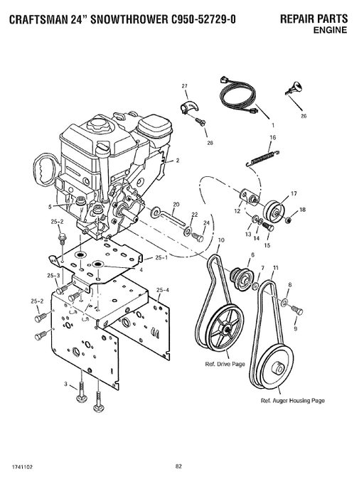 C950-52729-0 Craftsman 24" Snowthrower Parts List