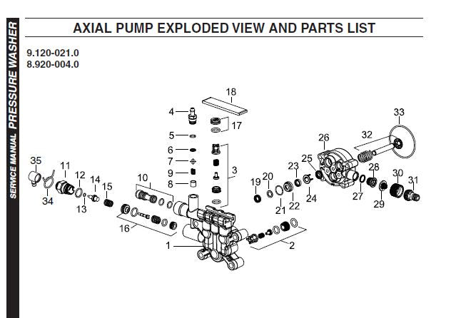 9.120-021.0 Parts List for Karcher Pump