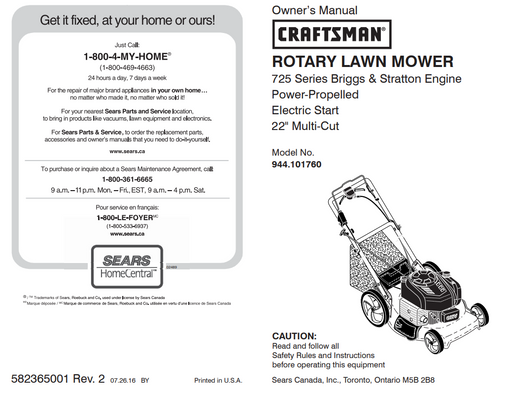 944.101760 Rotary Lawn Mower 