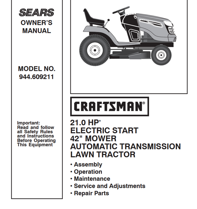 944.609211 Craftsman Lawn Tractor