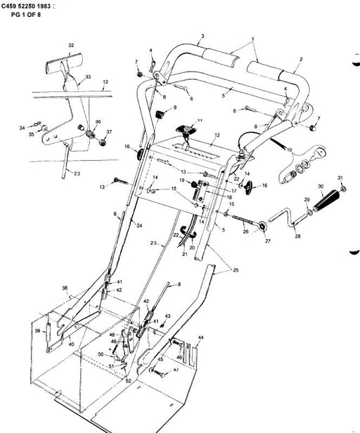 C459-52250 Parts List for 1983 Sears Craftsman Snowblower