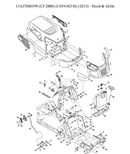 C459-60310 Parts List for Craftsman LT2000 13AJ78SS599